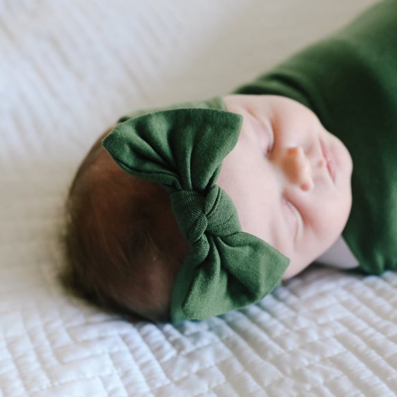 NWT Copper Pearl Infant Headband Bow Green - Picture 2 of 2